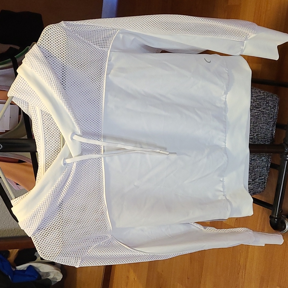 Women's Zyia Active White Winner Mesh Hoodie- XS